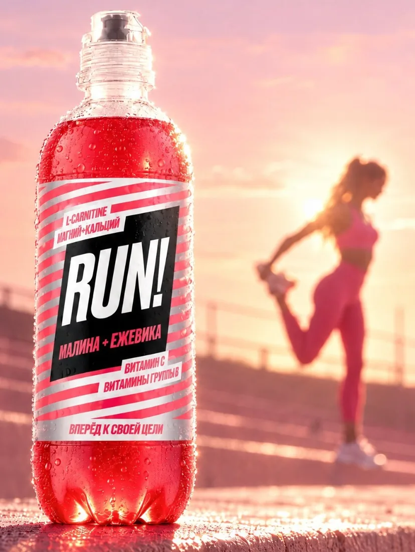 Бутылка RUN! Малина + Ежевика, 0,5 л